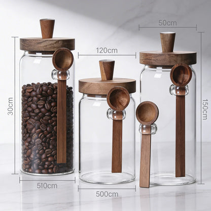 Premium Vorratsglas Set (3-teilig) mit Holzdeckel – Luftdichte Aufbewahrung für Küche