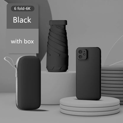 Compact pocket umbrella in black with gift box

