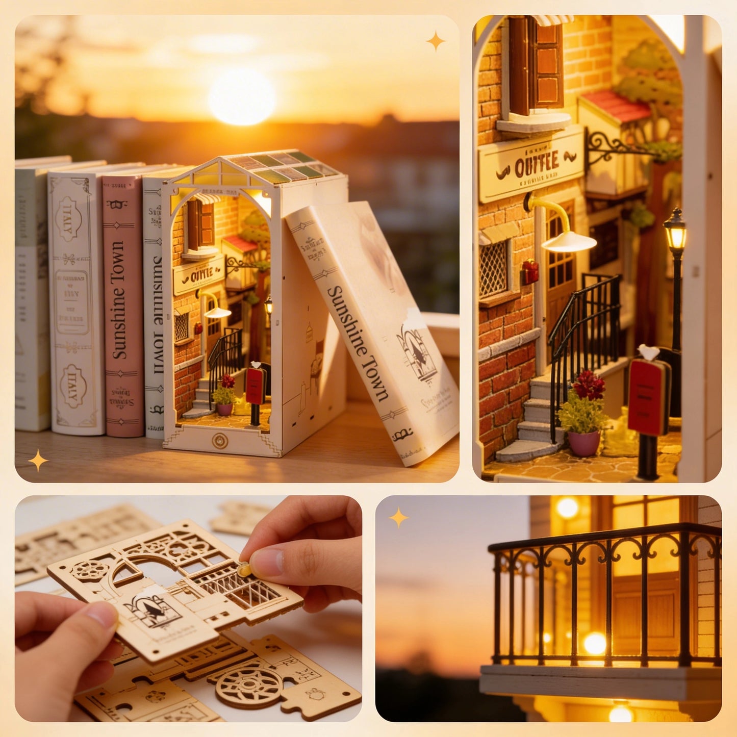 Premium Book Nook Kit mit LED-Beleuchtung – Detailansicht