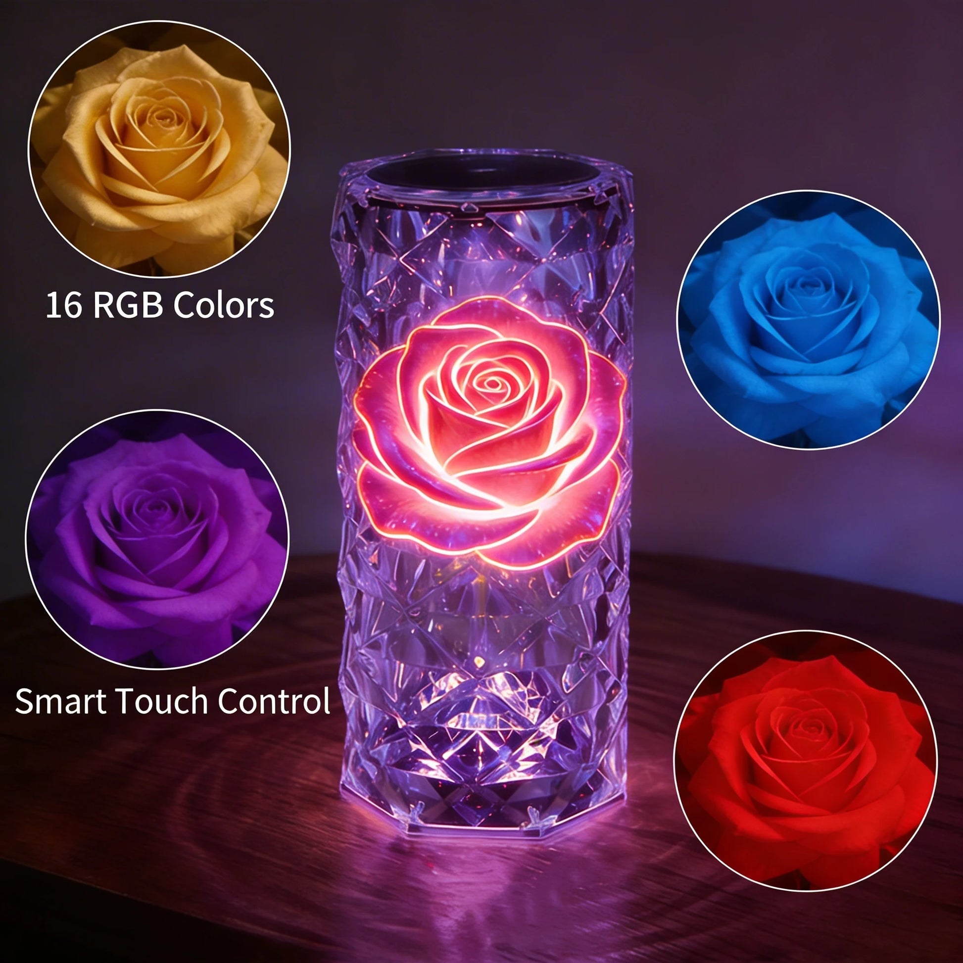 LED Kristall Tischlampe RGB mit Touch-Funktion – Hochwertiges Produktfoto