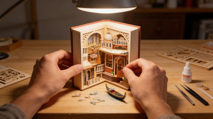 Lasergeschnittene Holzteile Venedig Book Nook DIY Set – passgenau