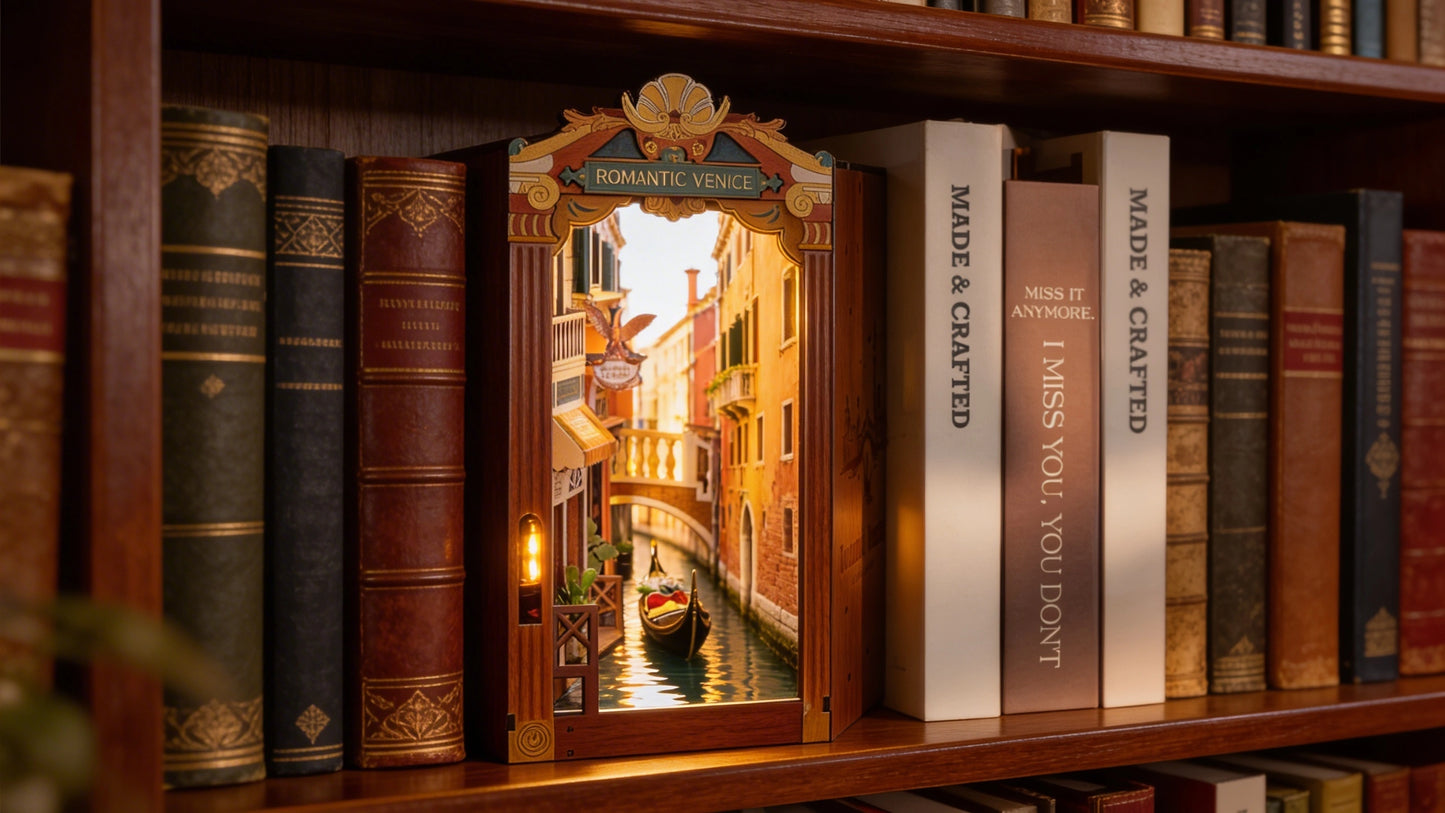 Venedig Book Nook Kit – DIY Bücherregal Einsatz mit LED-Beleuchtung
