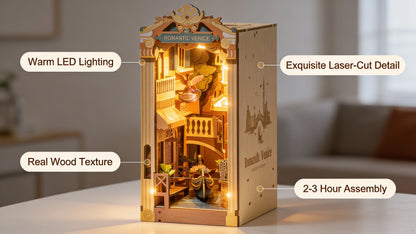 Venedig Diorama Book Nook aufgebaut im Bücherregal – Miniaturwelt